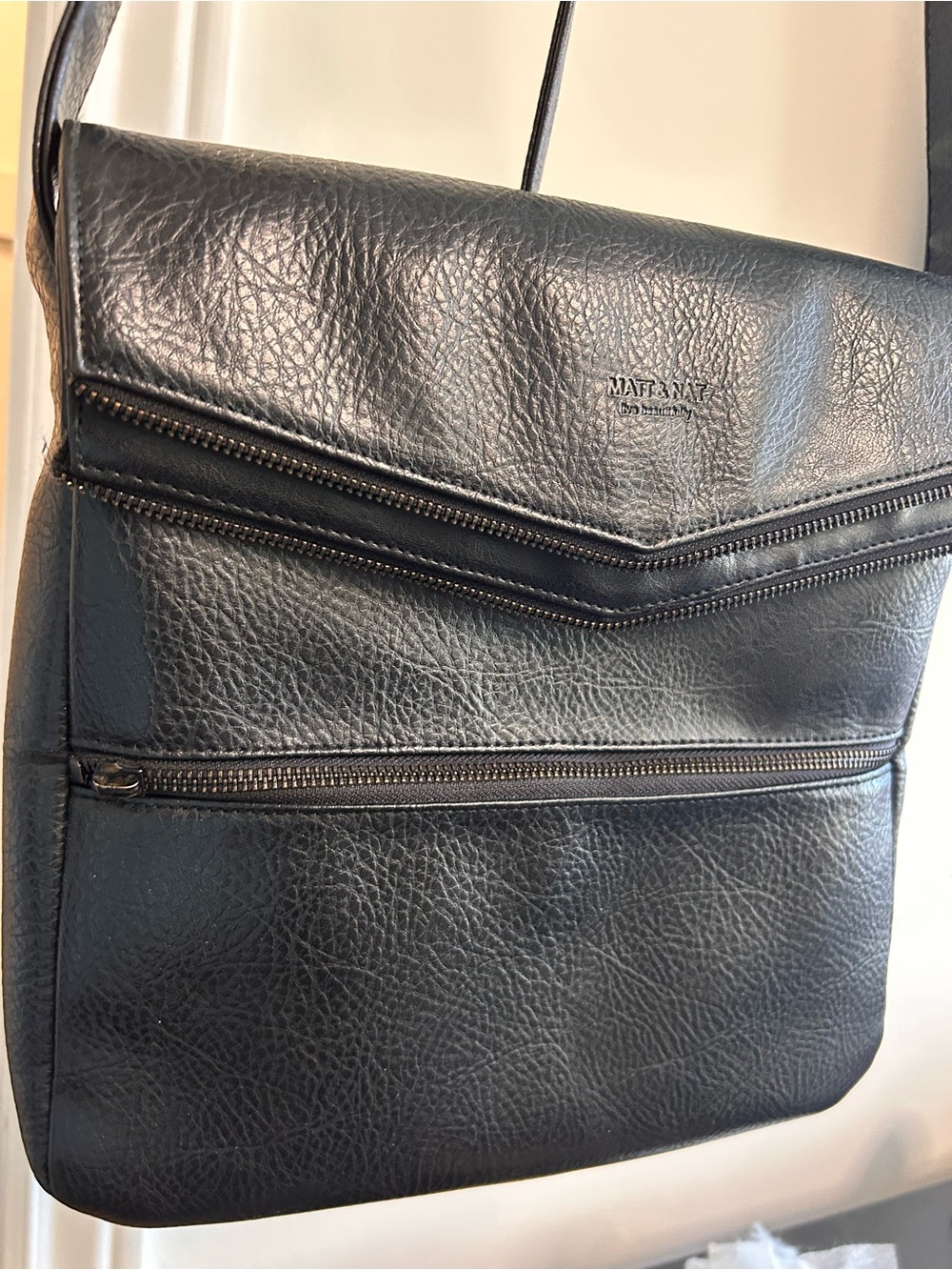 Black Crossbody Multi Zipper Bag by Matt&Nat